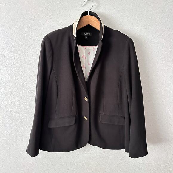 Talbots Cotton Pique Black Blazer Crest Button Blazer‎ Women's Size 18w Petite - Picture 2 of 15